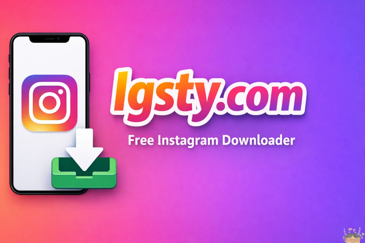 Igsty. com free Instagram downloader featured image with logo and download icon.