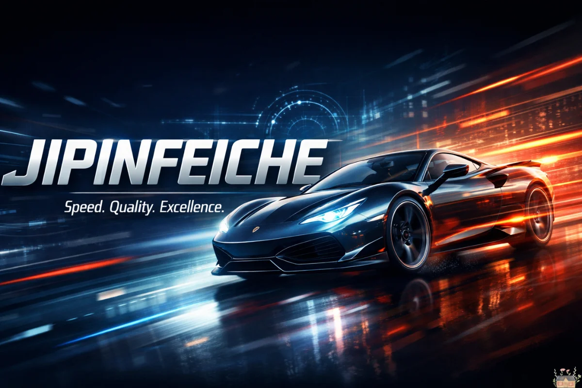 Jipinfeiche featured image showing a high-speed premium sports car with futuristic digital motion and modern design.