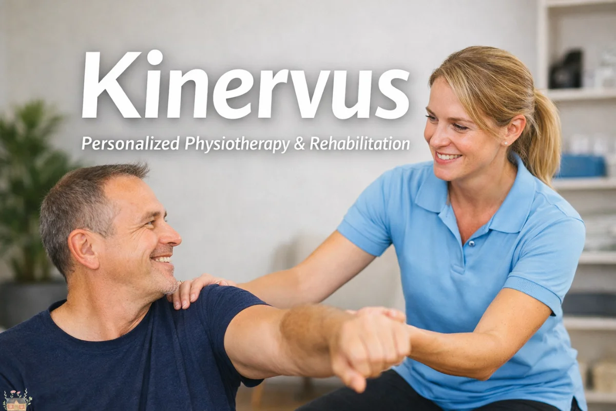 Kinervus physiotherapist providing personalized rehabilitation care in a modern clinic.