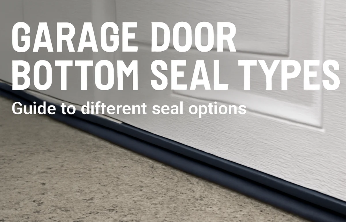 Garage door bottom seal types visible on a garage door with a rubber seal installed.