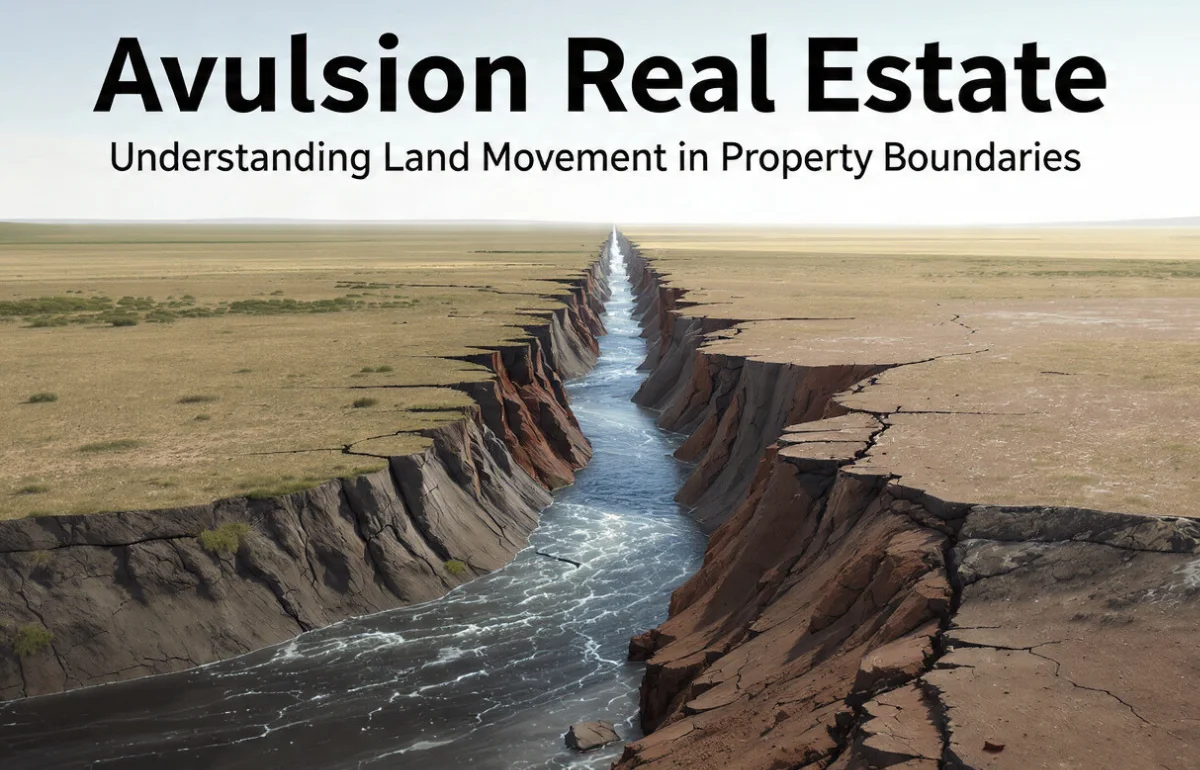 avulsion real estate showing natural land movement and a river cutting through property boundaries