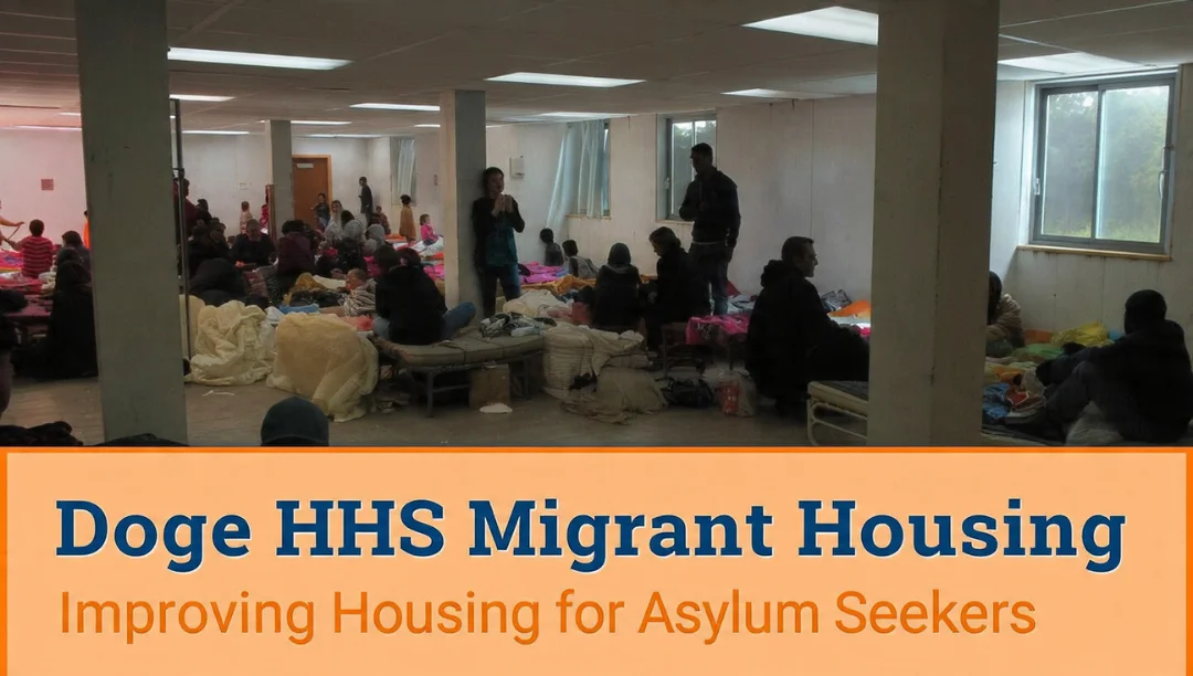 Doge HHS Migrant Housing Contract: Asylum seekers in temporary shelter with basic accommodations.