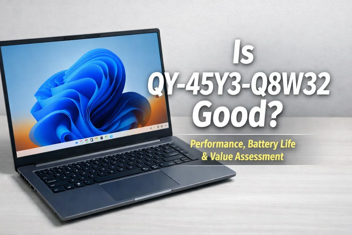 QY-45Y3-Q8W32 laptop featured image showing performance and battery life review.