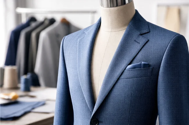 Chromtex tailored blazer showcasing precision stitching and high-performance fabric