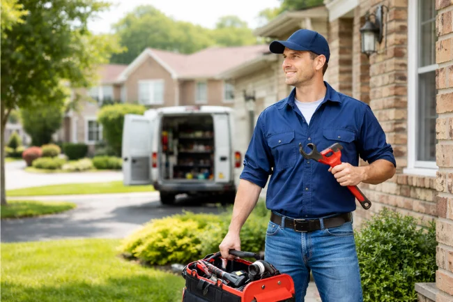 Ross Township PA Plumber working in a local residential neighborhood