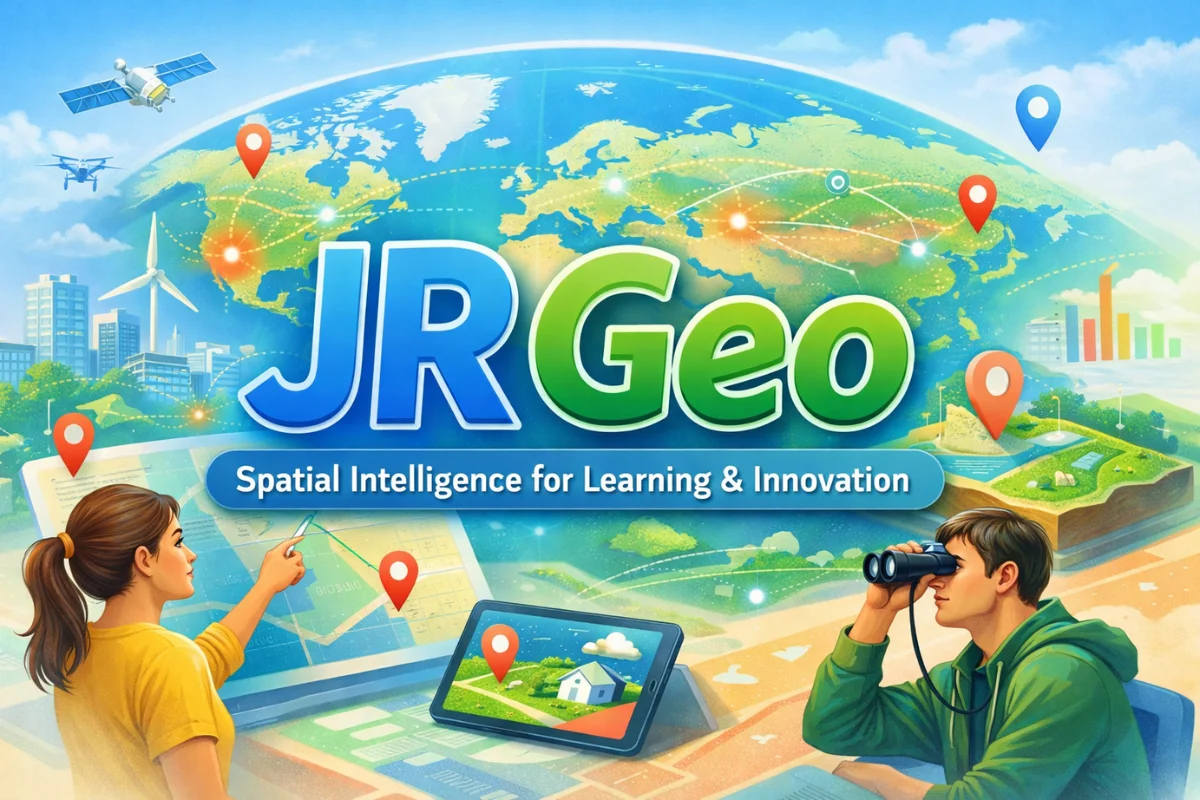 JR Geo featured image showing spatial intelligence, digital maps, and smart technology connecting people and places