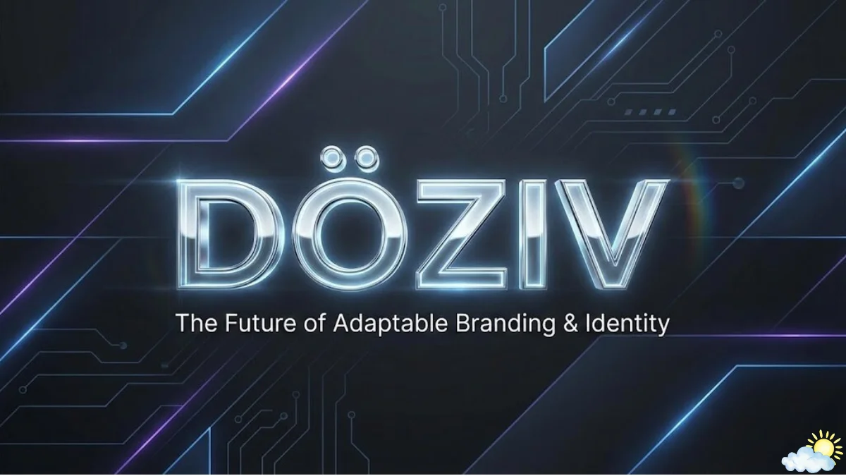 A high-quality 3D render of the keyword Döziv in a sleek, metallic font on a dark digital background with glowing circuit lines, representing modern branding and tech innovation.