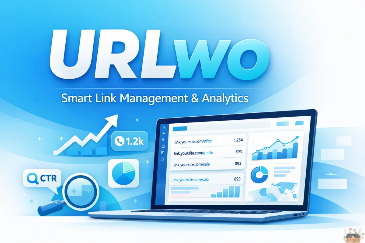 URLwo smart link management dashboard showing branded short links, click analytics, and performance tracking.