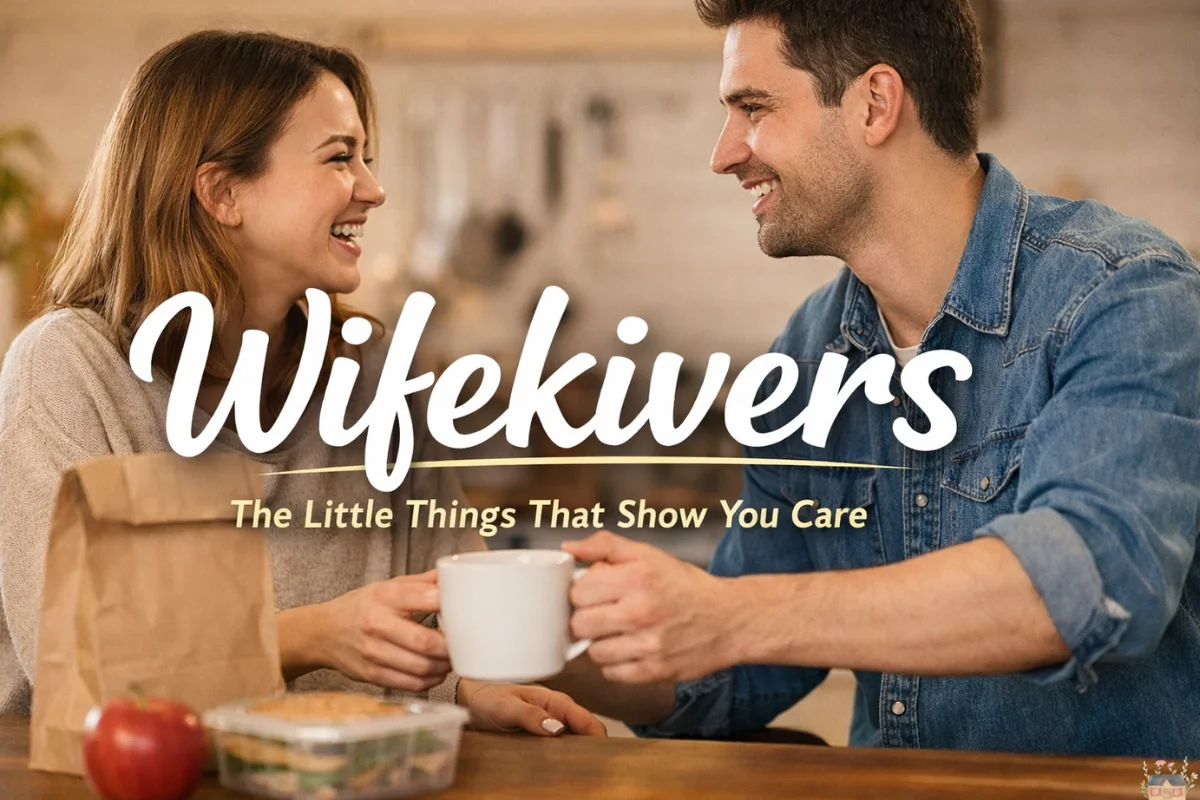 Couple sharing coffee in kitchen showing Wifekivers through small, thoughtful daily gestures.