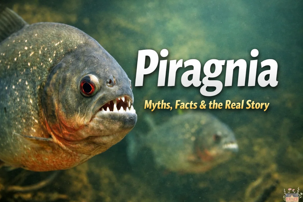 Piragnia close-up underwater showing sharp teeth in Amazon river habitat