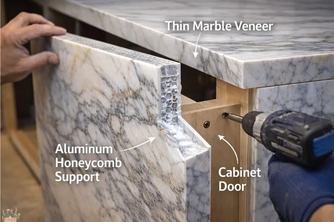 Marble on Marble Kitch Cabinet and Counter Top
