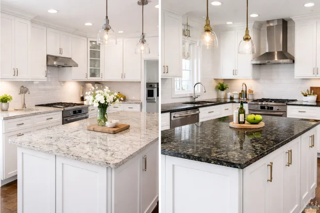 White Kitchen Cabinets with Granite Countertops