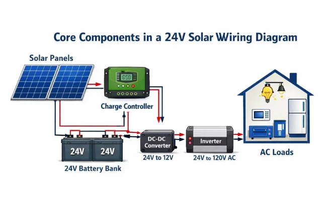 Core Components in a 24V Solar Wiring Diagram