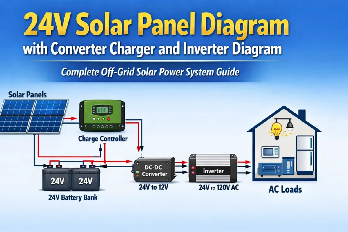 24V Solar Panel Diagram with Converter Charger and Inverter Diagram
