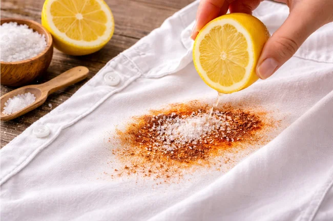 Lemon Juice and Salt for Rust Stains